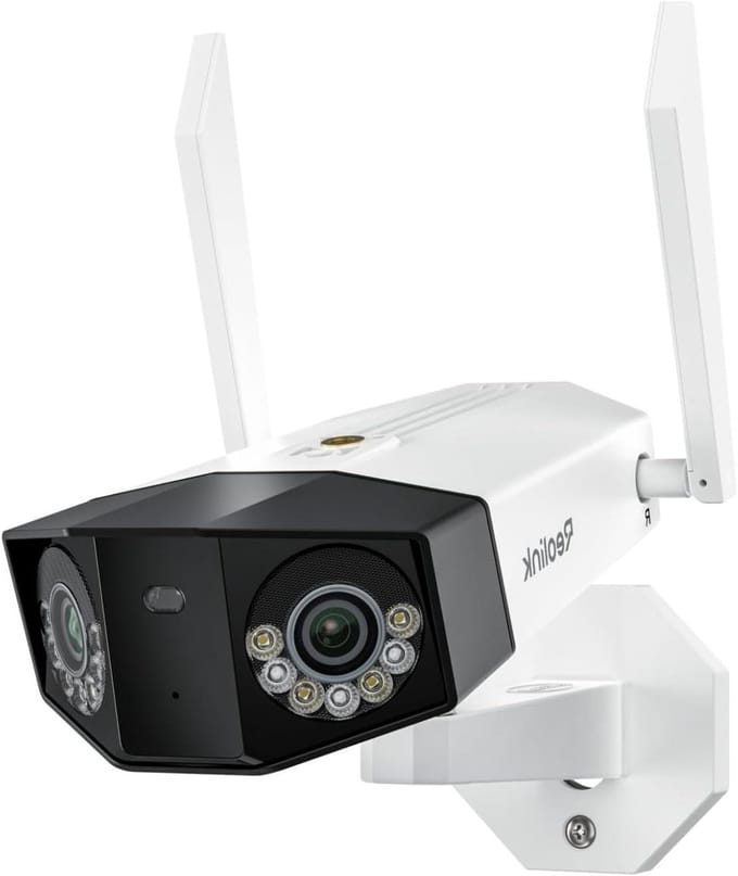 4K Beveiligingscamera - Dubbele lens camera - Wijdse dekking - 180 graden beeld - 8MP - Wit