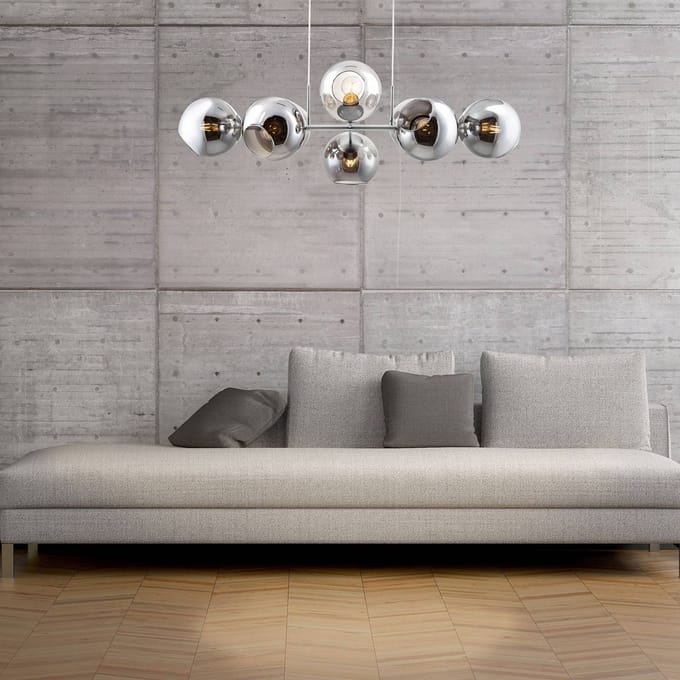 Nowa Hanglamp Pilar, 8-lamps, rookgrijs