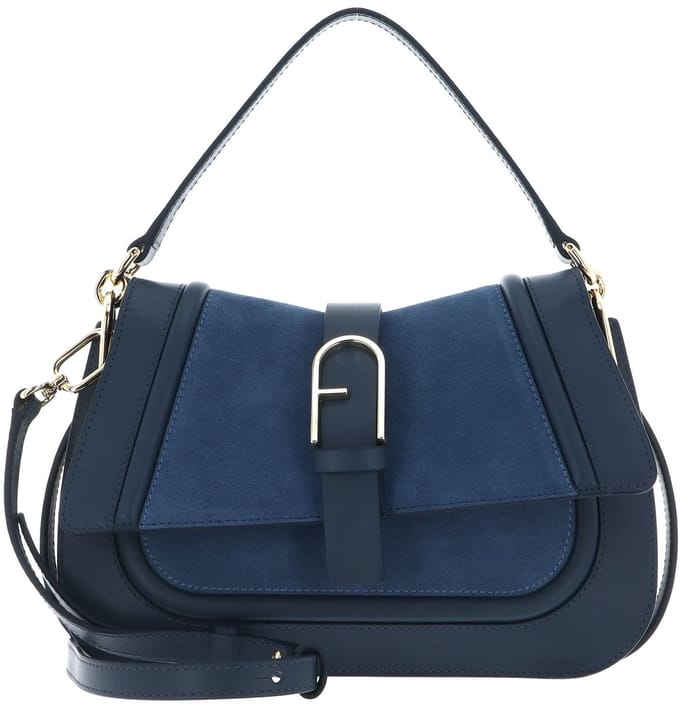 FURLA Leren schoudertas Flow Top Handle Toni Grigio Blu blauwgrijs