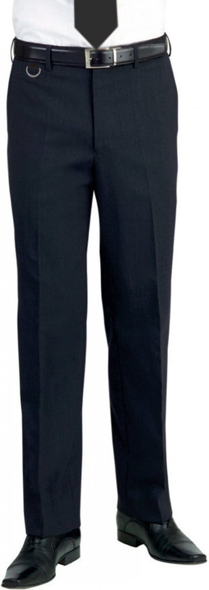 Brook Taverner Mars Flat Front Trouser BT8648 - Black - 60 EU (48 UK)
