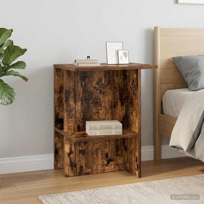 vidaXL - Salontafel - Gerookt - eiken - 40 - x - 30 - x - 49 - cm - Bewerkt - hout