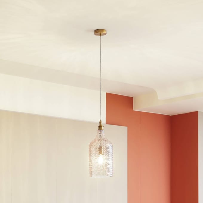 Lindby - hanglamp - 1licht - Glas, metaal - H: 46.6 cm - E27 - amber, goud