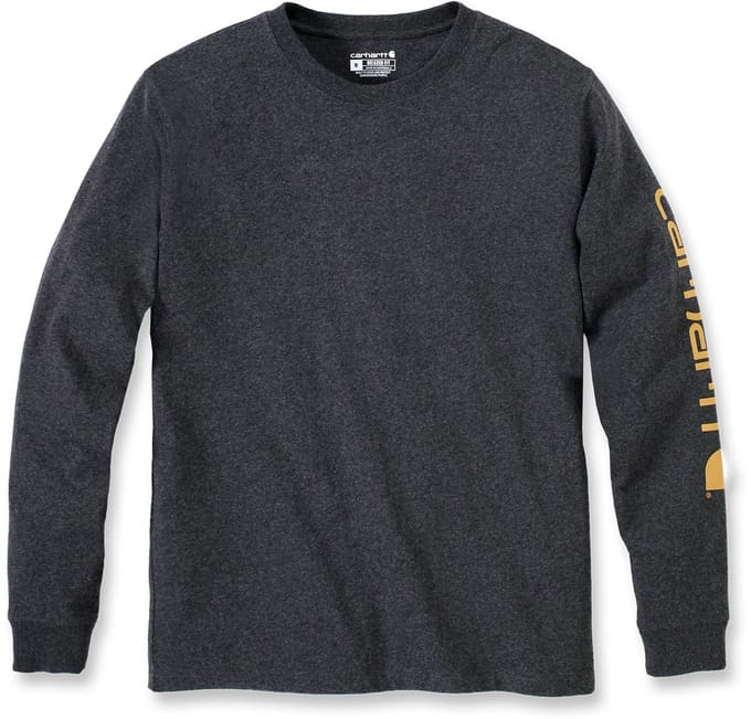 Carhartt T-shirt met logo op de mouw, lange mouwen, Carbon, gemêleerd