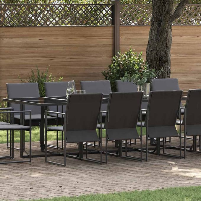vidaXL - Tuin - Eettafel - Set - 15 - st - Zwart - Staal
