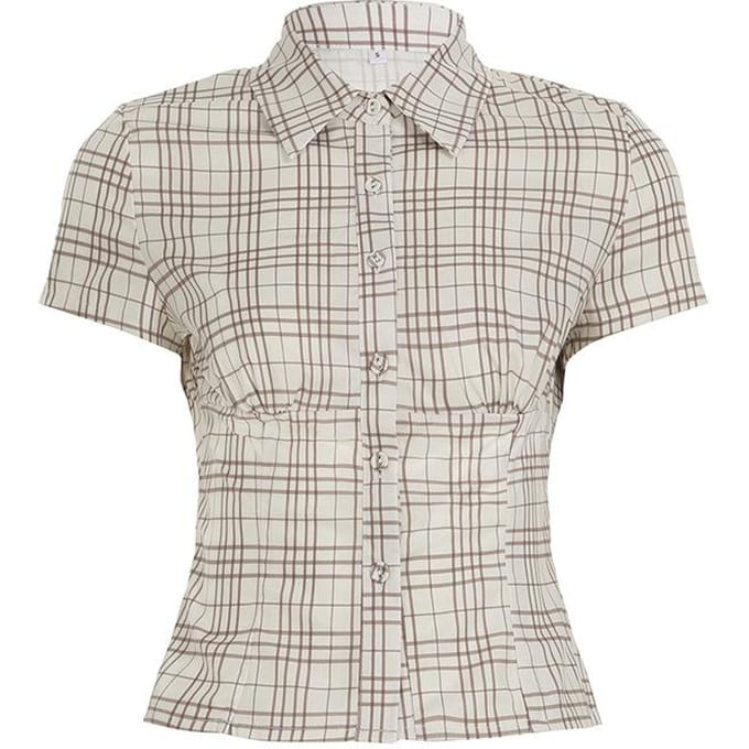 Geruit overhemd Temperament Taille Knoop Vest Professionele Dames Top L