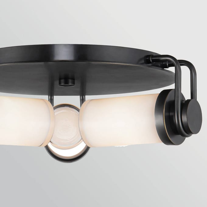 Quintiesse Plafondlamp WYNWOOD, brons, Ø 42 cm, 3-lamps, metaal/glas
