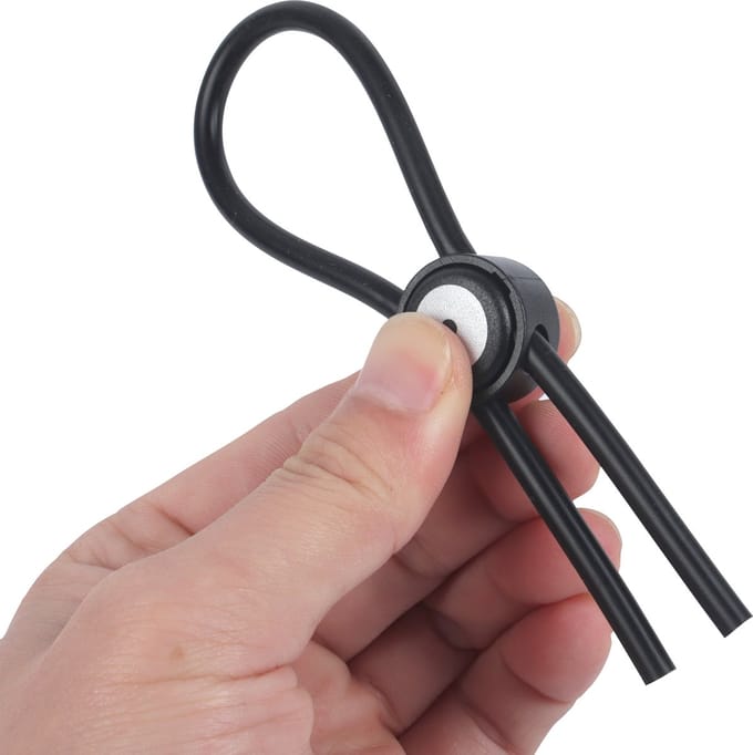 Banoch | Verstelbare Lasso Cockring | Zwart Siliconen | One Size | penisring