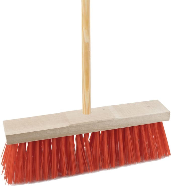 Sorex Bezem buiten - 32 cm - rood - steel 150 cm - harde bezem - straatbezem