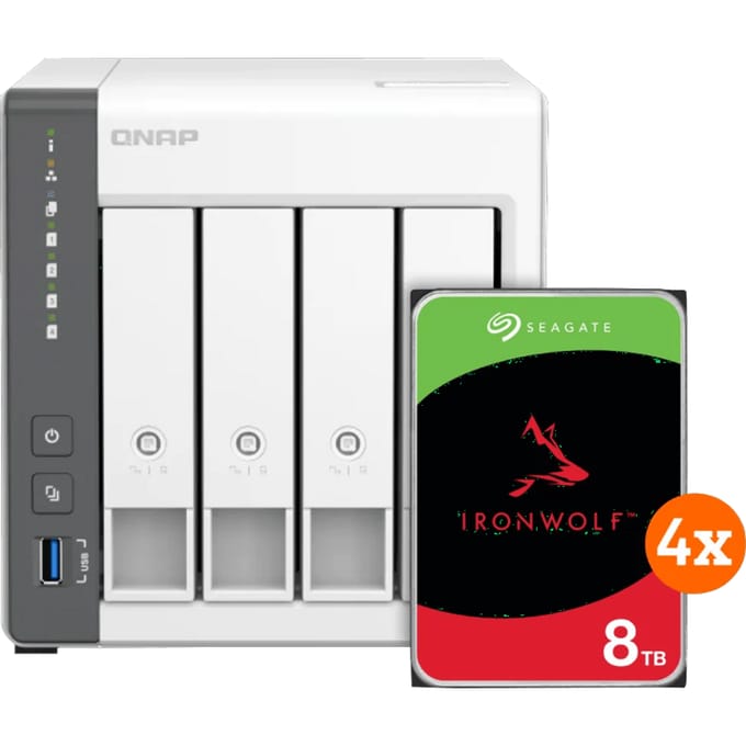 QNAP TS-433-4G + Seagate Ironwolf 32TB (4x8TB)