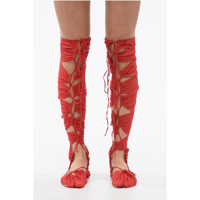TABI Thing-Highs veterschoenen van zijdemix in rood
