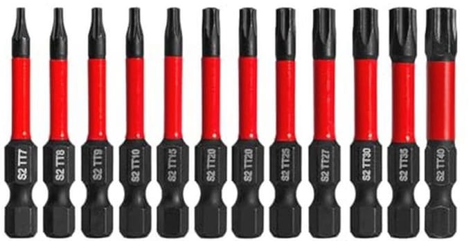 Torx Bit Set 12-delig Beveiliging T7 - T40 met Hoge Koppel Sterkte