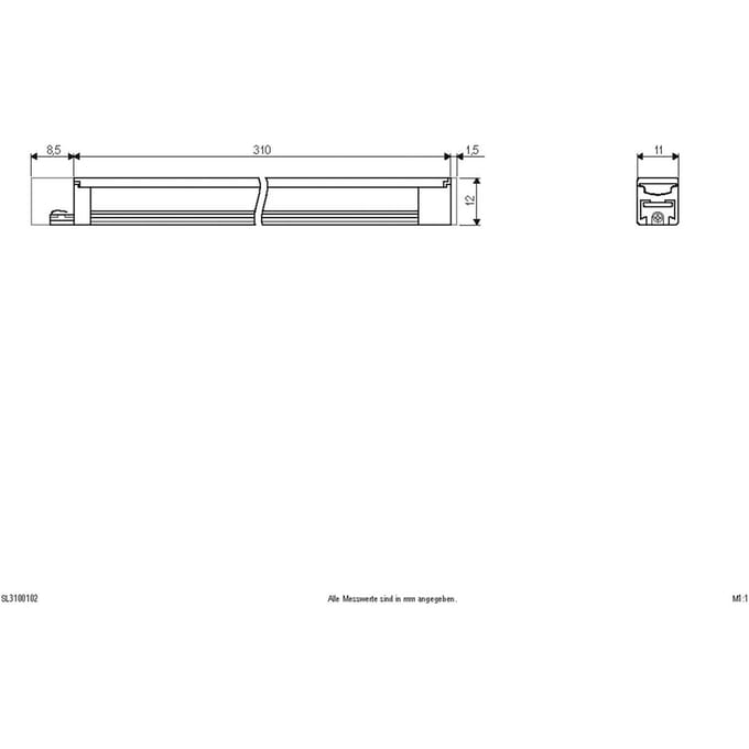 EVN LED aanbouw lamp Bordo van aluminium, lengte 31 cm