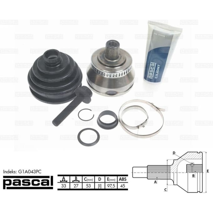 Homokineet reparatie set, aandrijfas PASCAL G1A043PC