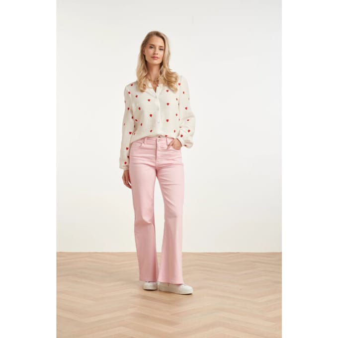Smashed Lemon Witte blouse met rode hartjes print |