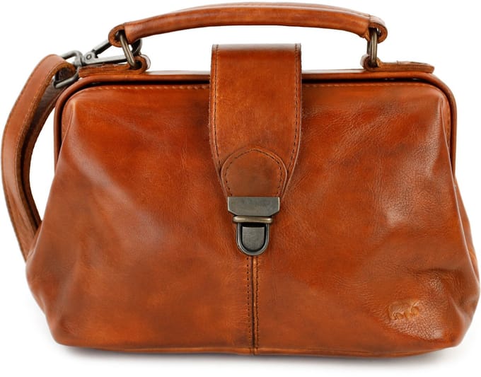 Bear Design Medium Handtas / Crossbodytas Dames - Leer - Julia M - Cognac