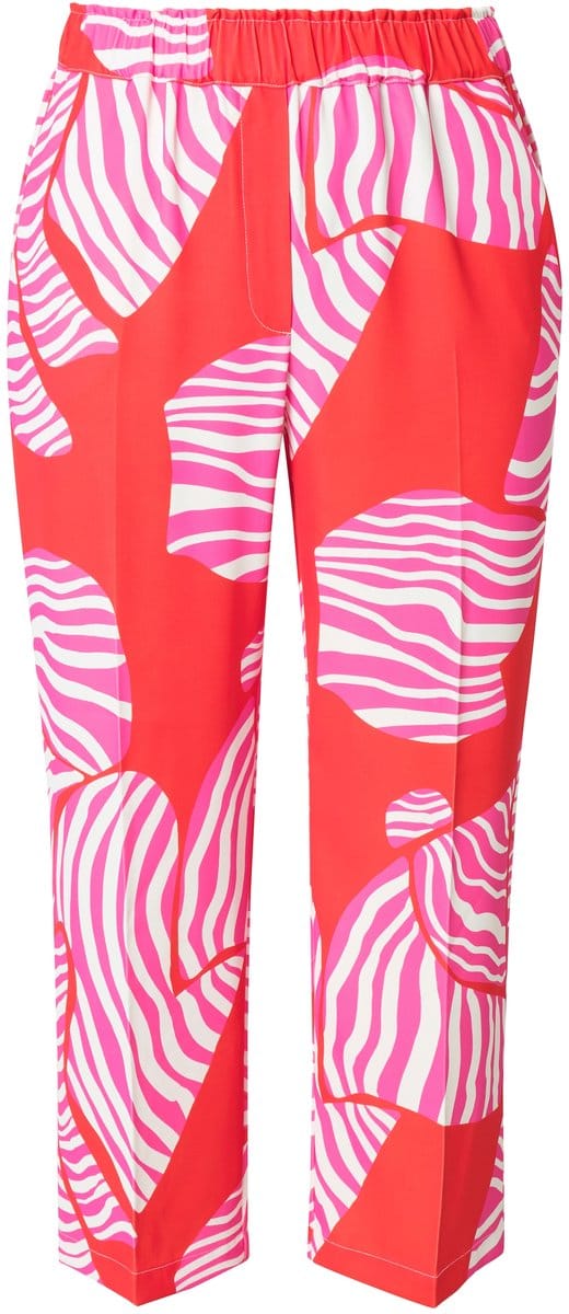 Ulla Popken - Dames - Jersey broek Ruby strikjes persplooien - Paprikarood - Maat 46