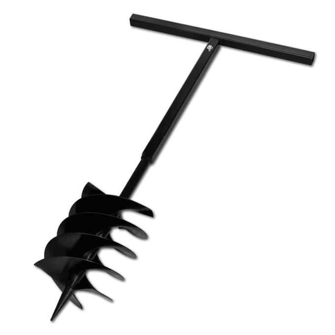 vidaXL - Grondboor - met - handvat - en - schroefkop - 200 - mm - (zwart)