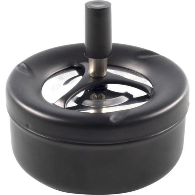 Terras asbak - mat zwart - RVS - D12 x H7 cm - drukasbak