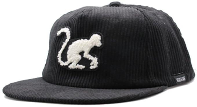 Surf Monkey - Gerecyclede platte pet - Corduroy / Snapback / One Size (Zwart)