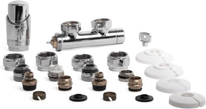 Riko Onderblok Set Haaks Links 16 x 2,0 en 15 mm Knel - Chroom