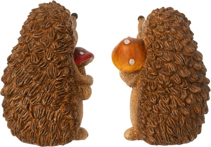 J-Line figuur Engel Paddenstoel - polyresin - bruin - 2 stuks