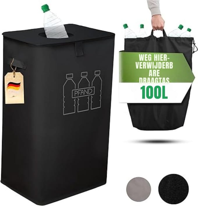 Zylo® Statiegeld Container - Container - Vuilnisbak - 100 liter - 41x33x70cm - Zwart