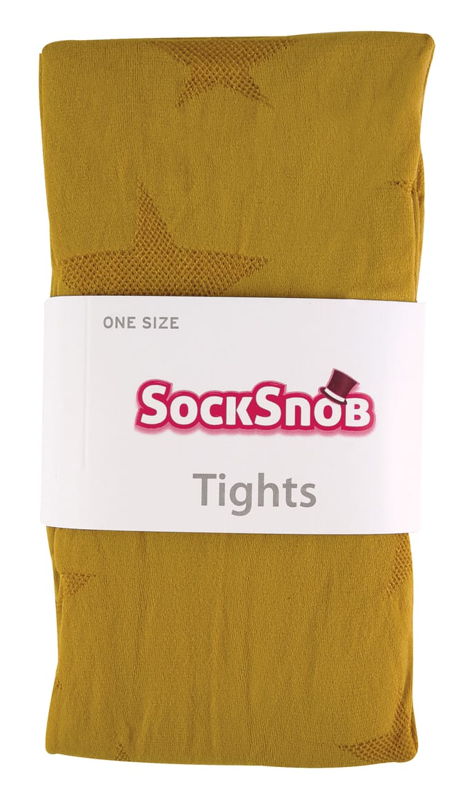 Sock Snob Dames80 denier ondoorzichtig patroon panty's - Star Mosterd