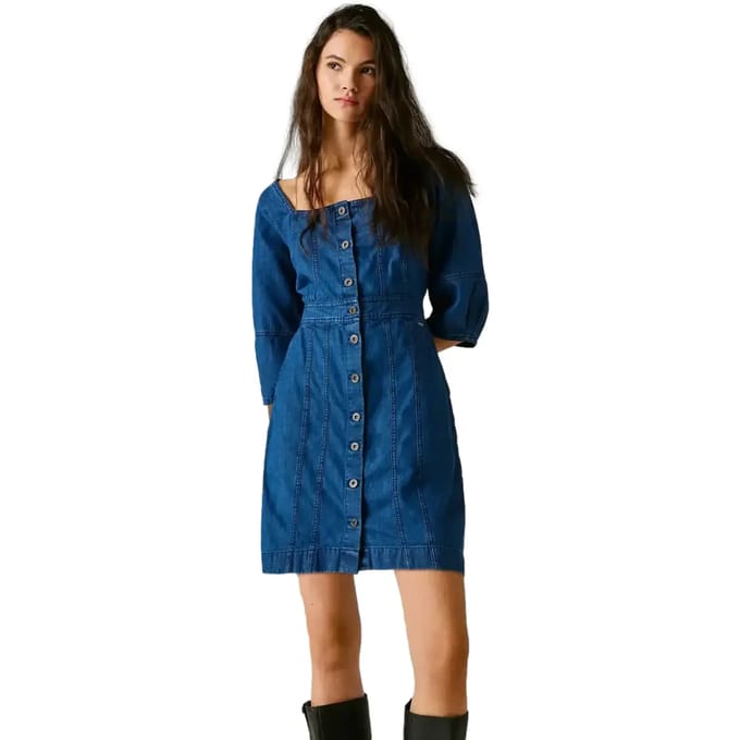 Pepe Jeans Pip Korte Mouwen Korte Jurk Blauw M Vrouw