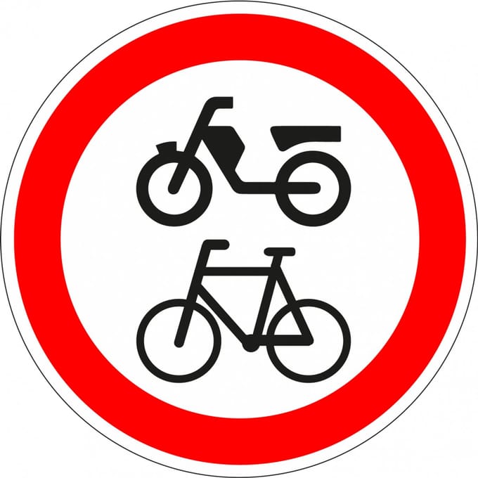 Verboden voor fietsen en bromfietsen sticker, C15 100 mm