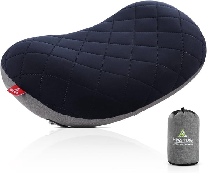 Opblaasbaar Kussen - Kampeer Kussen - Comfortabel Slapen - Verstelbare Stevigheid - Compact Formaat - Donkerblauw