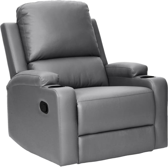 DALLAS-Fauteuil met handmatige functie in PU grijs