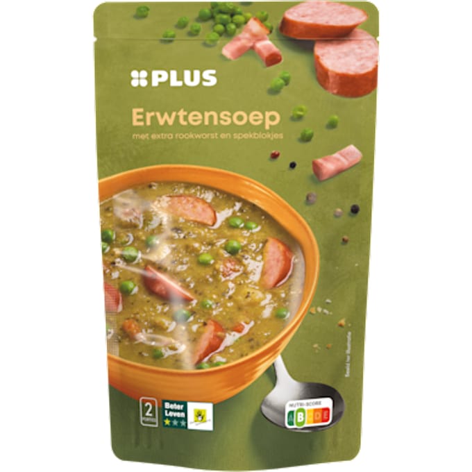 Soep in zak erwtensoep