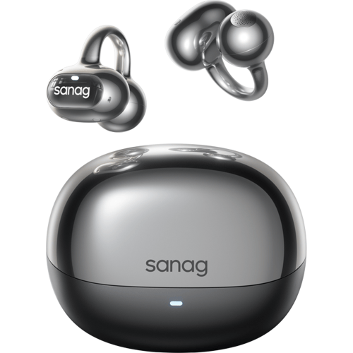 sanag S8S Ultra Oorclip Bluetooth Hoofdtelefoon met Botgeleiding, Open-Back Ontwerp en AI-Sportmodus - Zwart