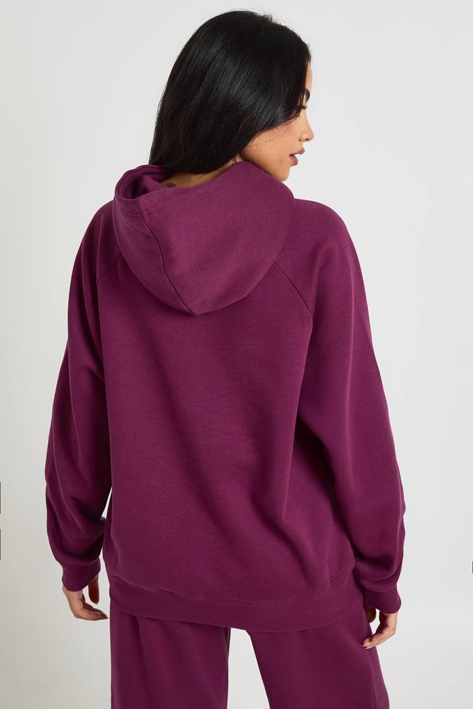 boohoo Dames Raglan Naad Oversized Hoodie | Dark Cherry | Maat: Small