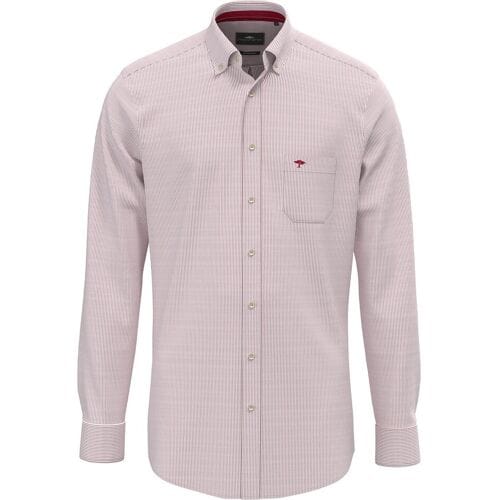 Fynch-Hatton Overhemd Fine Stripe Washed Oxford Cranberry Red / male