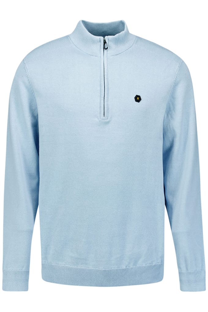 No Excess Pullover Half Zipper Solid Knit Dusty Blue Größe: M | Turtlenecks Outlet | Herren | Blau