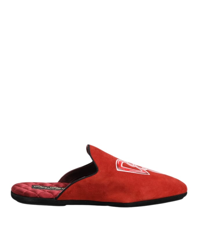 Dolce & Gabbana Rode Suede DG King Heren Huisslippers Schoenen