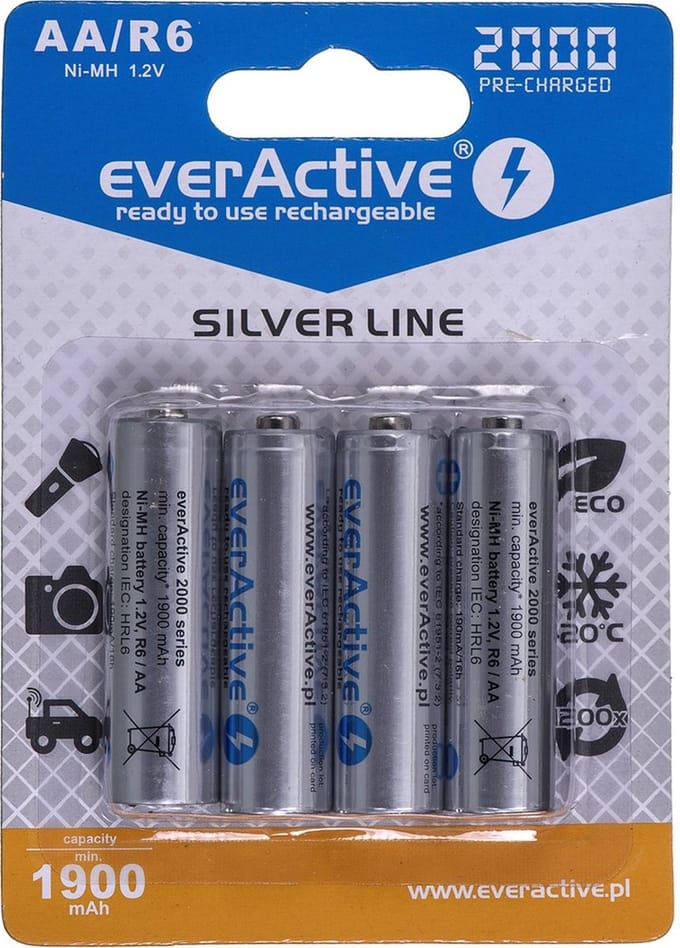 Everactive Aa-Batterijen 2000 Mah 4 Stuks Voor Apparaten Met Stroomvoeding
