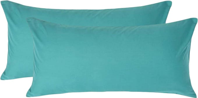 Homescapes Kussensloop 40x80 cm Set van 2 – Petrol – 100% Egyptisch Perkal Katoen – 200 TC