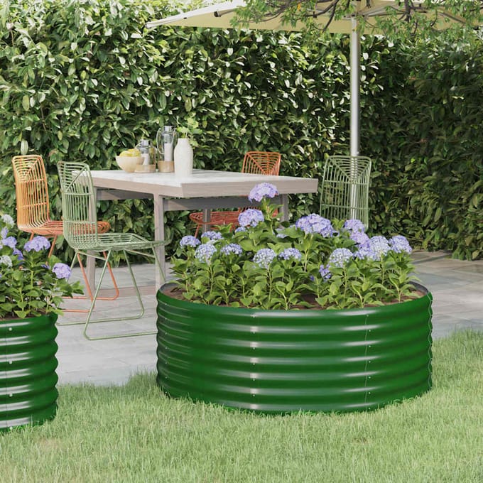 vidaXL - Plantenbak - 100x100x36 - cm - gegalvaniseerd - staal - groen