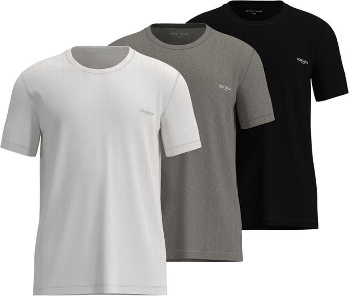 TOM TAILOR - Ohio - Heren Ondershirt met ronde hals - 3-pack - Multicolor