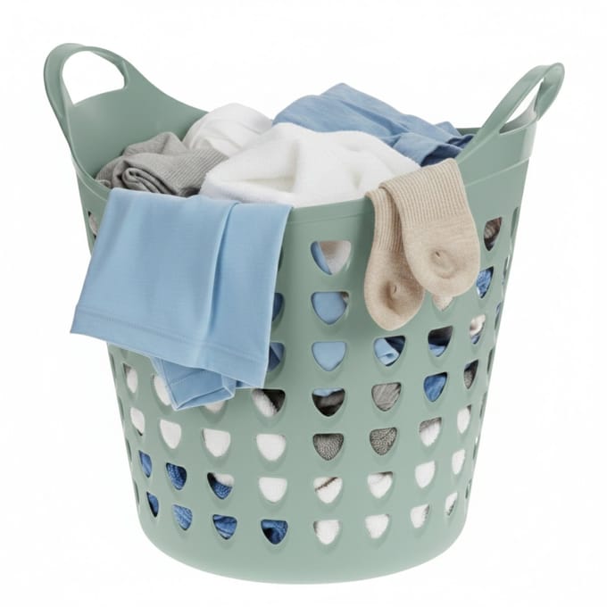 Excellent Houseware Flexibele wasmand - groen - 26 liter - kunststof - 40 x 41 cm