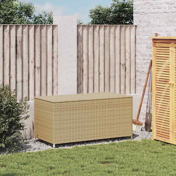 vidaXL - Tuinbox - met - wielen - 190 - L - poly - rattan - gemengd - beige