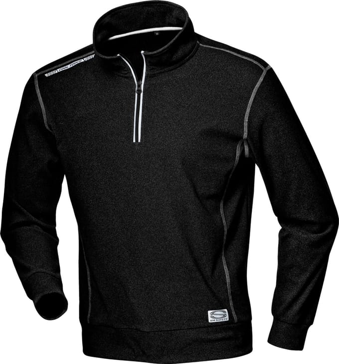 SIR SAFETY MOLESKIN Half Zip Werktrui HEREN Veiligheidstrui Zwart - Reflecterend - Polyester Elastaan