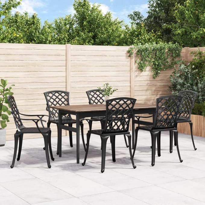 vidaXL - Tuinstoelen - 6 - st - gietaluminium - zwart