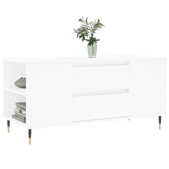 vidaXL - Salontafel - 102x44,5x50 - cm - bewerkt - hout - wit
