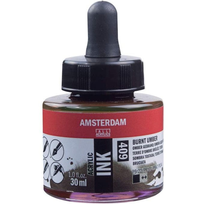 Flacon encre acrylique Acrylic Ink Amsterdam 30ml terre d'ombre brûlée