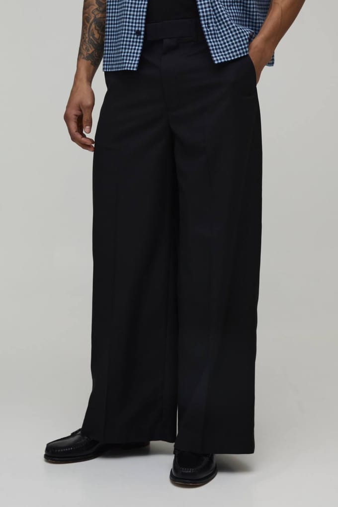 Extreem Wijde Pijpen Gesneden Broek | Black | Size 36