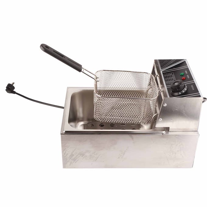 Elektrische Friteuse RVS Frietjes Chips Friteuse Machine voor Commercieel Gebruik 2500W gray