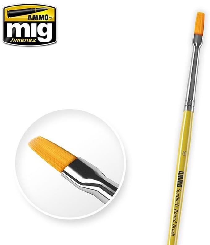 AMMO by Mig Jimenez Hobbypenseel - MIG 8621 6 Syntetic Flat Brush Penseel